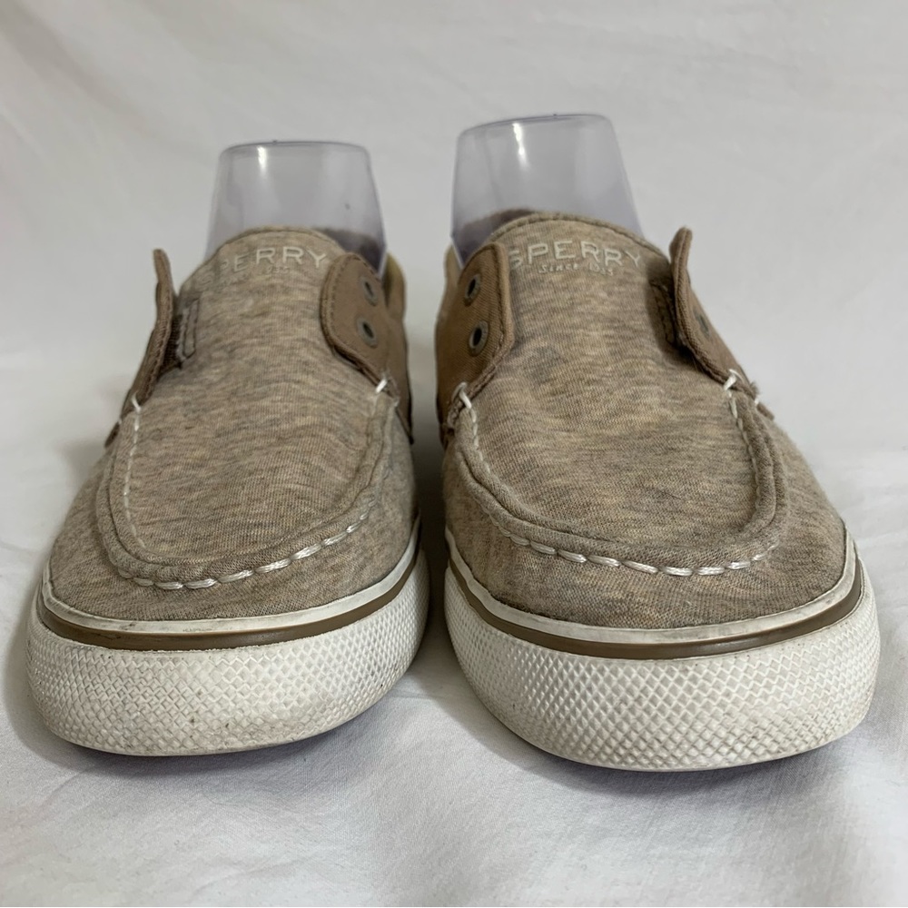 SPERRY TOPSIDERS taupe STS97573 flats Boat Shoes canvas and cotton Women’s 8.5 - Picture 2 of 16